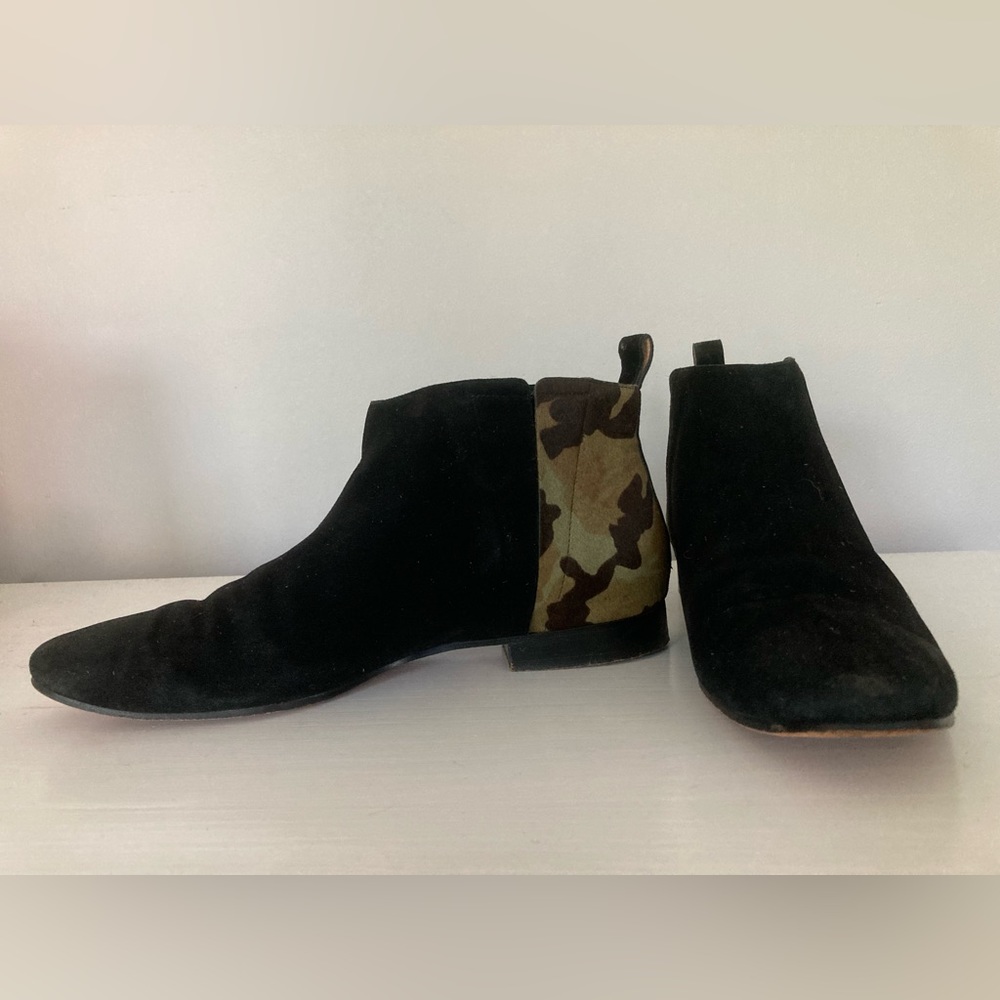 Cole Haan suede black and camo booties